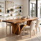 Live Edge Solid Wood Dining Table with Sculptural Curved Base