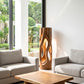 Organic Sculptural Wood Floor Lamp with Warm Ambient Lighting