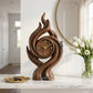 Handcrafted Solid Wood Flame Spiral Table Clock with Roman Numeral Dial – Artistic Decorative Desk Clock