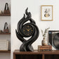 Handcrafted Solid Wood Flame Spiral Table Clock with Roman Numeral Dial – Artistic Decorative Desk Clock
