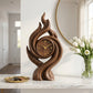 Handcrafted Solid Wood Flame Spiral Table Clock with Roman Numeral Dial – Artistic Decorative Desk Clock