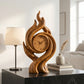 Handcrafted Solid Wood Flame Spiral Table Clock with Roman Numeral Dial – Artistic Decorative Desk Clock
