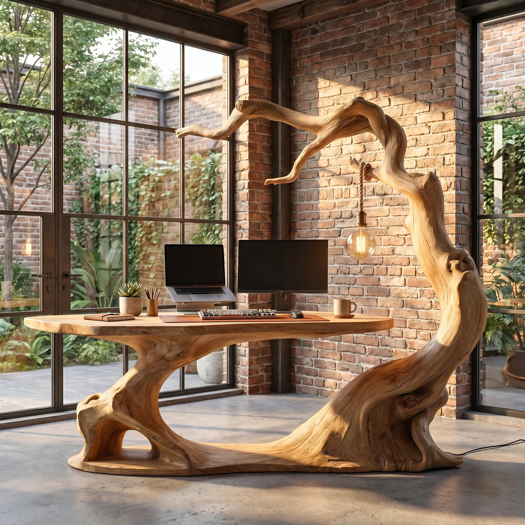 Organic Curved Solid Wood Office Desk