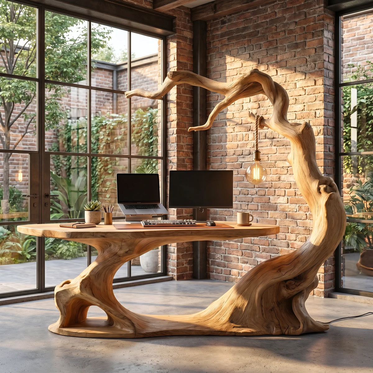 Organic Curved Solid Wood Office Desk