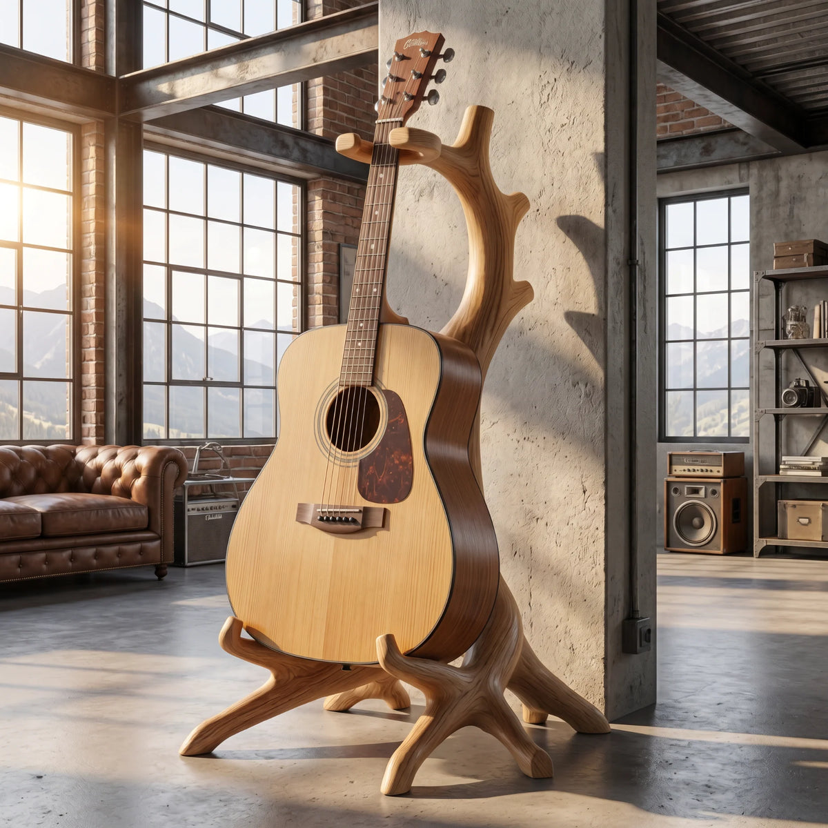 Organic Root Wooden Guitar Floor Stand