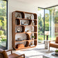 Organic Grid – Rounded Solid Wood Bookcase with Open Display Compartments