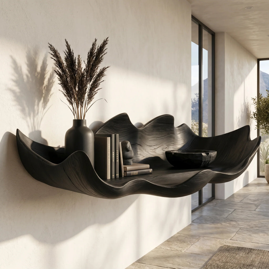 Bloom Petal Edge Solid Wood Wall Display Shelf