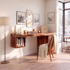 Solid Wood Desk with Drawers and Open Shelf