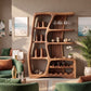 Solid Wood Wine Cabinet with Sculptural Open Shelves and Integrated Bottle Rack