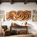 Spiral Tide Solid Wood Wall Sculpture with Organic Flowing Design