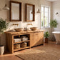 Solid Wood Double Bathroom Vanity – Rustic Wooden Vanity Cabinet for Modern Bathrooms