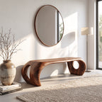 Sculptural Solid Wood Bench with Loop Base and Flowing Organic Live Edge Seat