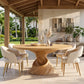 Modern Solid Wood Dining Table with Sculptural Helix-Inspired Base
