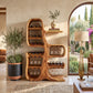 Solid Wood Wine Cabinet with Sculptural Tree-Inspired Design