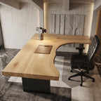 Live Edge Solid Wood Desk with Sculptural Cutout