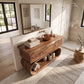 Solid Wood Bathroom Vanity with Sculptural Loop Frame Base and Drawer Storage