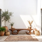 Sculptural Solid Wood Bench with Open Loop Base and Flowing Live Edge Seat