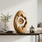 Solid Wood Oval Table Clock with Hollow Sculptural Frame – Modern Decorative Desk Clock