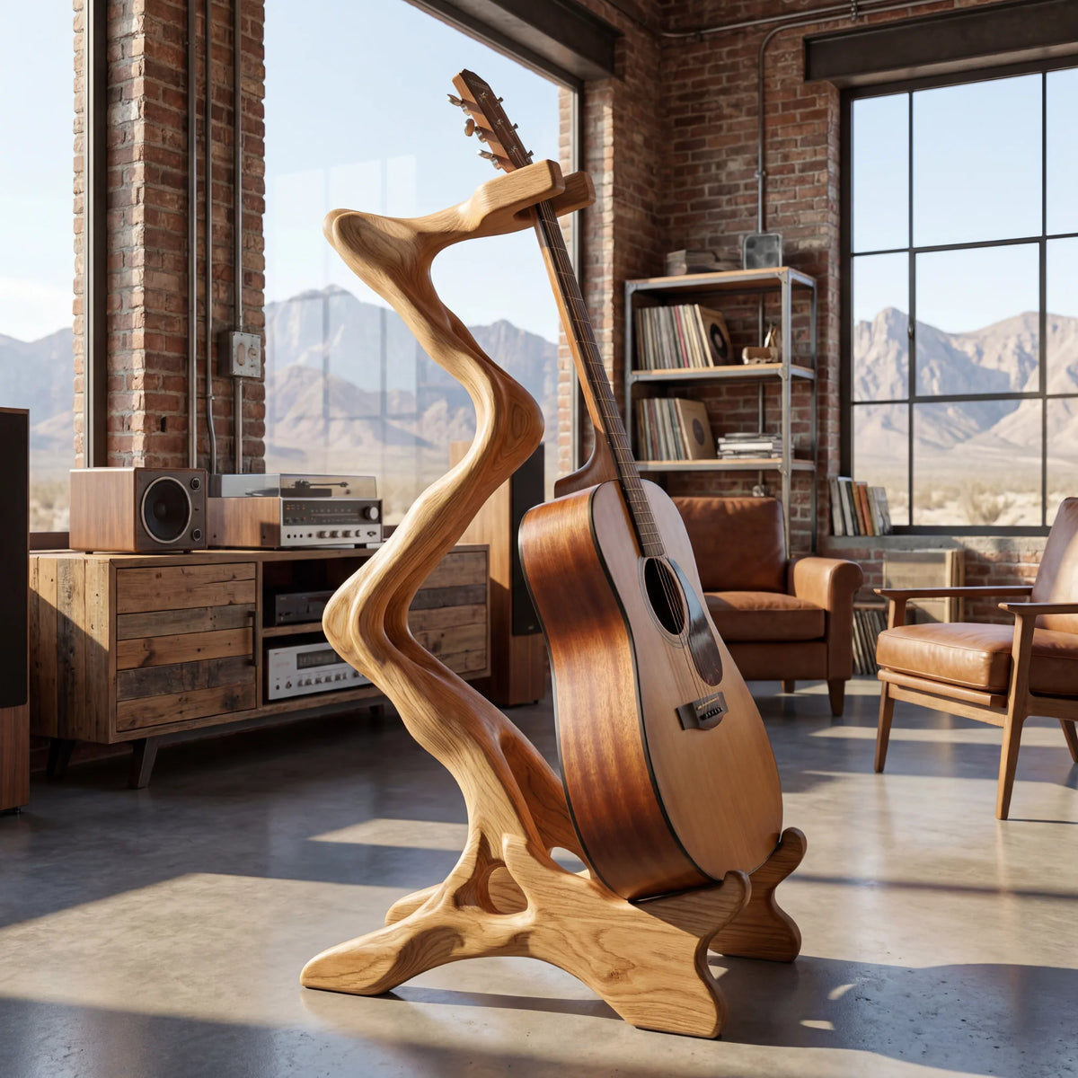 Handcrafted Organic Wooden Guitar Holder