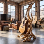 Organic Sculptural Wooden Acoustic Guitar Stand