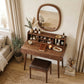 Handcrafted Solid Wood Vanity Desk with Open Organizer Shelf and Storage Drawer