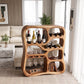 Solid Wood Wine Cabinet with Organic Display Niches and Stemware Rack