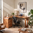 Handcrafted Solid Wood Desk with Loop Leg and Drawers