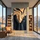 Handcrafted Solid Wood Face Wall Sculpture with Flowing Grain Hair & Black Relief Hands