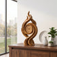 Handcrafted Solid Wood Flame Spiral Table Clock with Roman Numeral Dial – Artistic Decorative Desk Clock