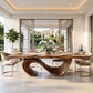 Solid Wood Dining Table with Sculptural Infinity Base
