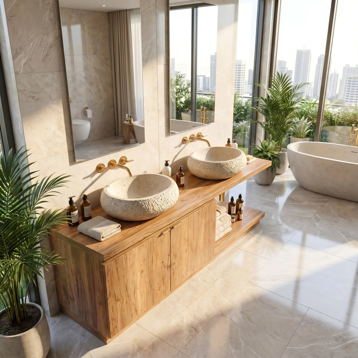 Minimalist Floating Solid Wood Bathroom Vanity Cabinet – Modern Wall-Mounted Design