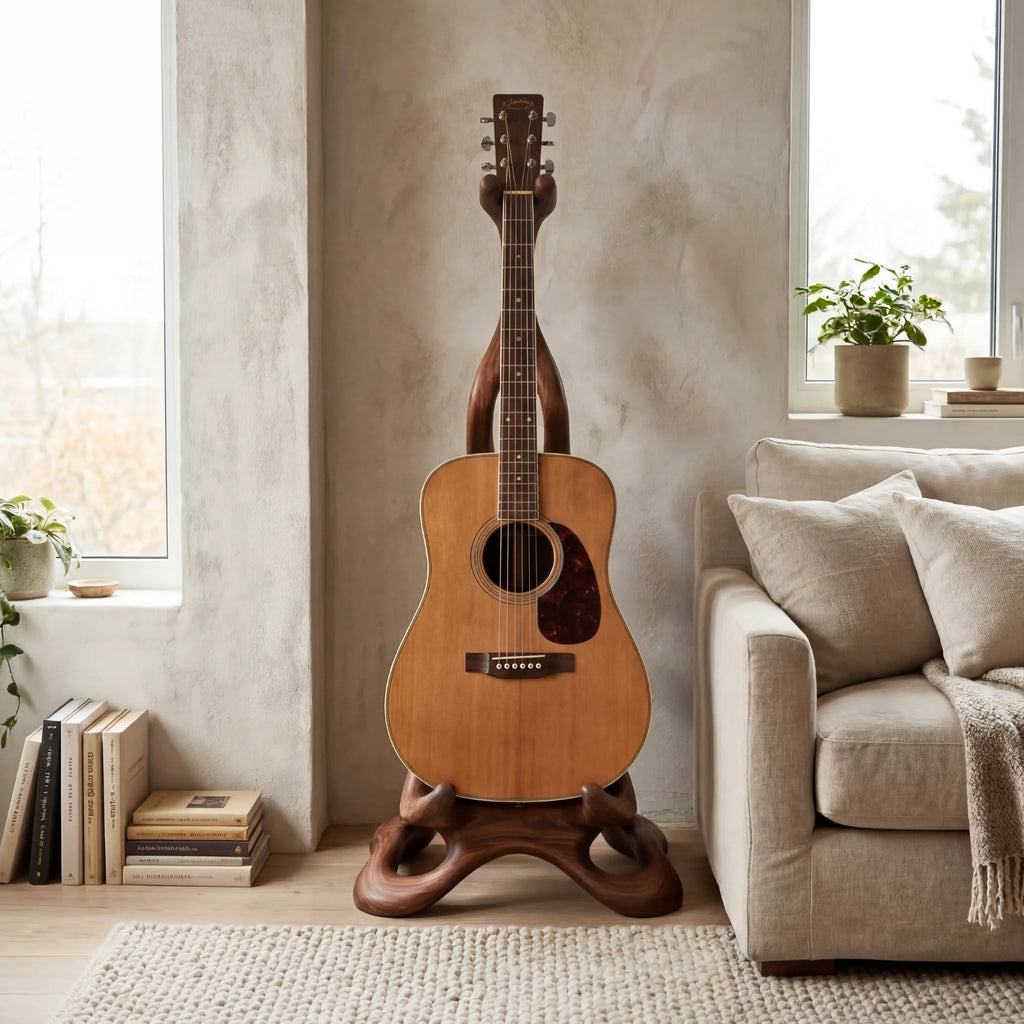 Organic Wooden Acoustic Guitar Display Stand