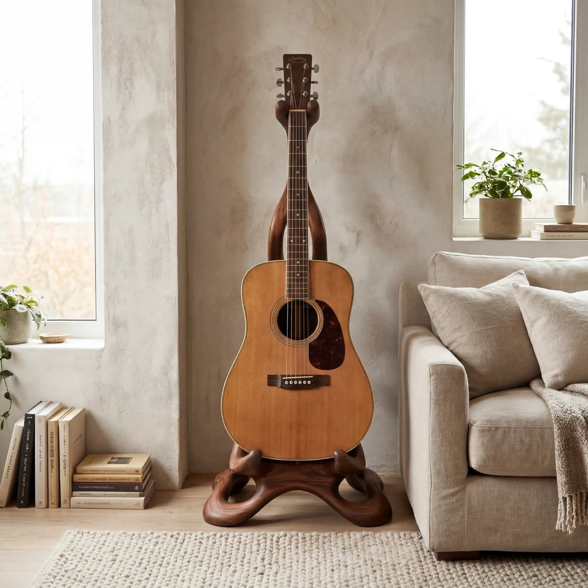 Organic Wooden Acoustic Guitar Display Stand