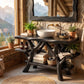 Solid Wood Bathroom Vanity with Sculptural Branch Frame and Open Shelves