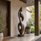 Handcrafted Solid Wood Abstract Floor Sculpture – Contemporary Freestanding Art with Flowing Open Design