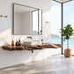 Solid Wood Floating Bathroom Vanity Shelf with Sculptural Live Edge – Modern Organic Wall Shelf