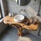 Handcrafted Solid Wood Bathroom Vanity with Sculptural Root Base