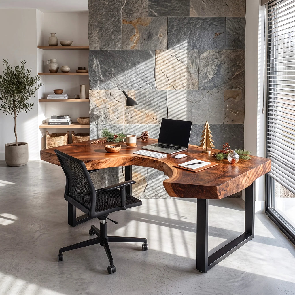 Sculpted Live Edge Solid Wood Desk