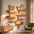 Organic Leaf Sculptural Solid Wood Wall Shelf