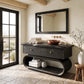 Solid Wood Bathroom Vanity with Sculptural Loop Frame Base and Drawer Storage