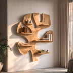 Sculptural Solid Wood Tree Wall Shelf