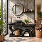 Solid Wood Bathroom Vanity with Sculptural Multi-Arch Design and Integrated Storage