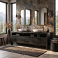 Solid Wood Double Sink Bathroom Vanity with Open Shelf Storage for Rustic Lodge Bathrooms