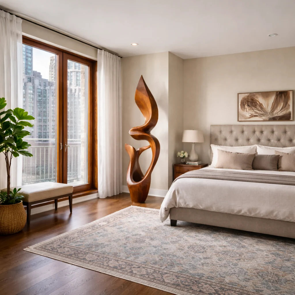 Organic Solid Wood Sculptural Décor – Modern Artistic Accent for Living Rooms