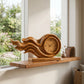 Handcrafted Solid Wood Wave Table Clock – Modern Sculptural Desk Clock for Home and Office
