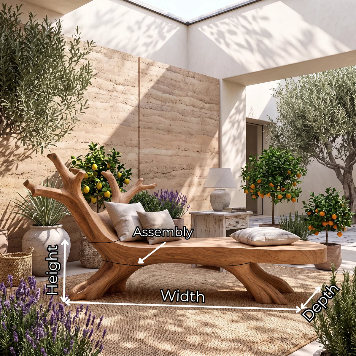 Tree Branch – Solid Wood Garden Bench with Sculptural Root Base
