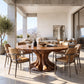 Organic Solid Wood Dining Table with Sculptural Flowing Pedestal Base