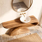 Modern Solid Wood Bathroom Vanity with Sculptural Curved Open Shelf