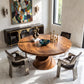 Modern Solid Wood Dining Table with Sculptural Helix-Inspired Base