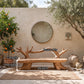 Organic Solid Wood Garden Bench with Sculptural Loop Backrest